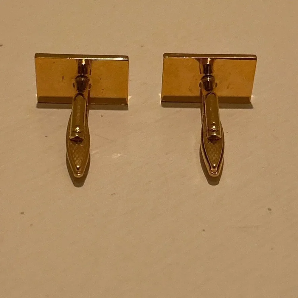Dunhill Two Tone Rectangular Cuff Links Silver Gold Professional Sophisticated